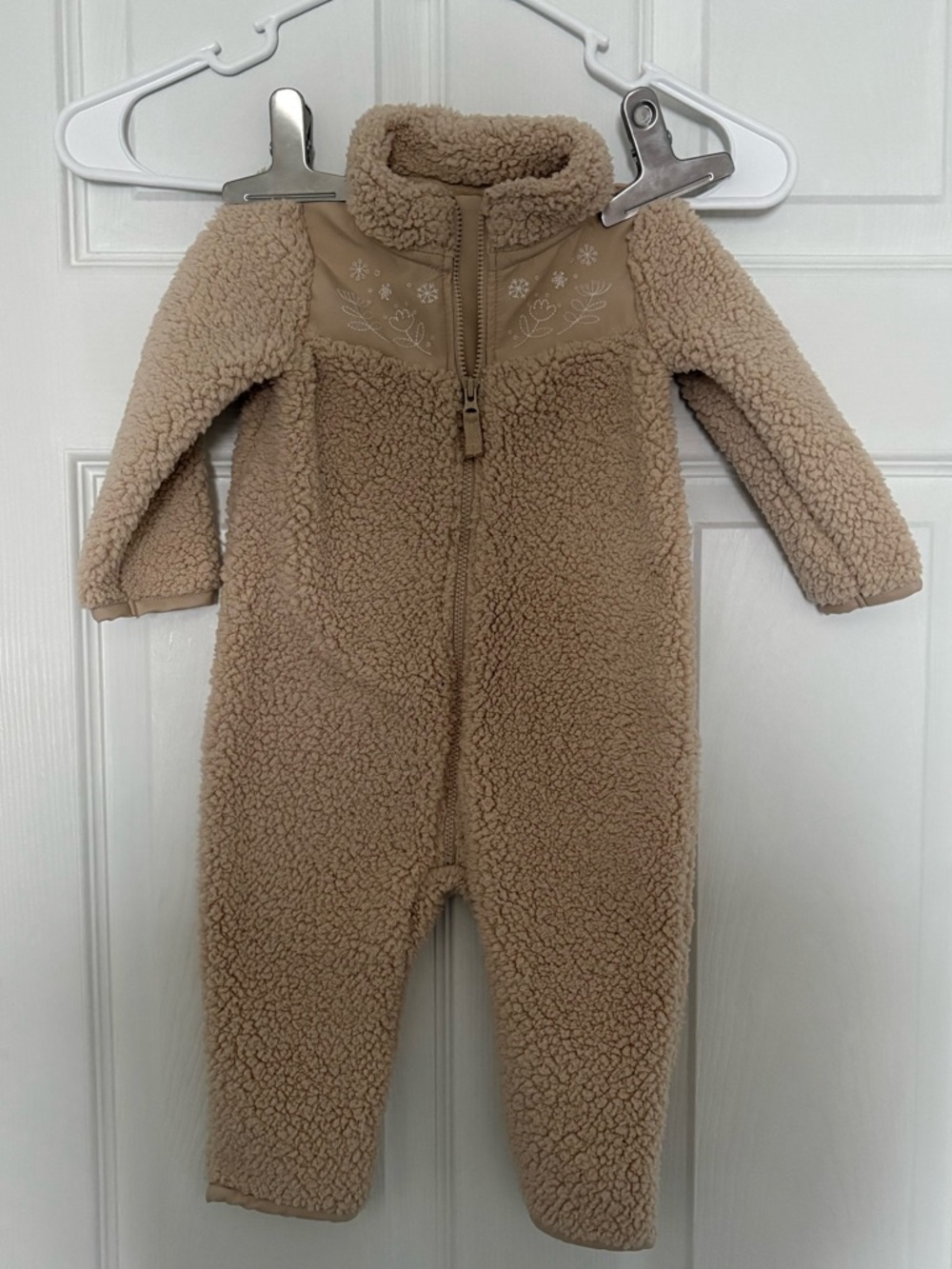 Carter’s Baby Girl Embroidered Sherpa Long-Sleeve Jumpsuit - Brown 9M